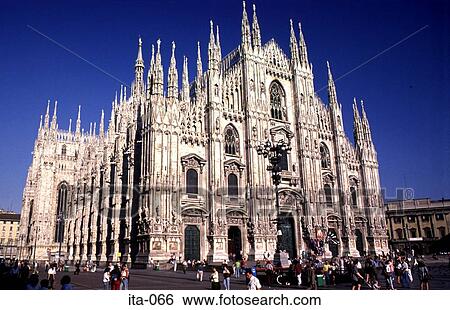 Stock Photograph - Oblique View of Gothic Duomo Cathedral Milan Italy. Fotosearch