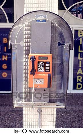 Stock Image - Orange Public Telephone Israel. Fotosearch