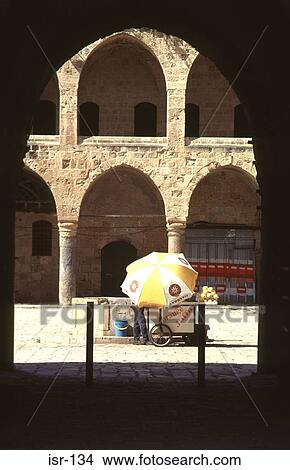 Orange Stall Framed by Arch Akko Israel View Large Photo Image Picture - Orange Stall Framed by Arch Akko Israel. Fotosearch