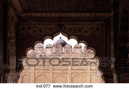 Stock Photo - Ornate Arch at Red Fort Delhi India Asia. Fotosearch