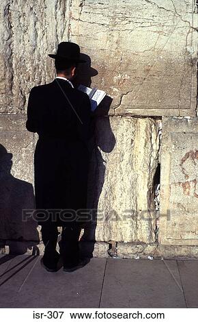 Stock Photo - Orthodox Jew Facing Western Wall Jerusalem Israel. Fotosearch