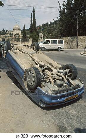 Overturned Car on Road Jerusalem Israel View Large Photo Image Stock Image - Overturned Car on Road Jerusalem Israel. Fotosearch