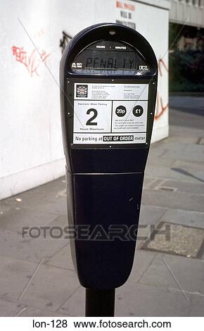 Parking Meter on a London Street England UK View Large Photo Image Stock Photo - Parking Meter on a London Street England UK. Fotosearch