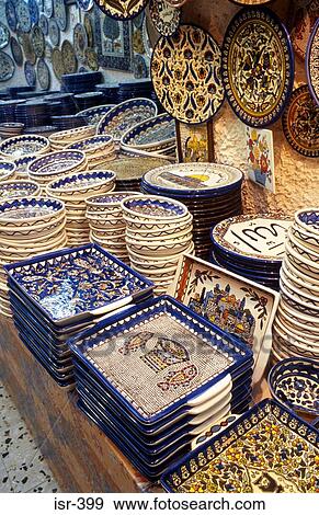 Pottery on Sale on Market Stall Jerusalem Israel View Large Photo Image Stock Photo - Pottery on Sale on Market Stall Jerusalem Israel. Fotosearch