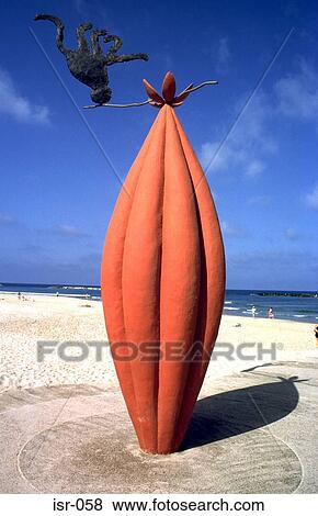 Red Bulbous Sculpture on Beach Tel Aviv Israel View Large Photo Image Stock Photo - Red Bulbous Sculpture on Beach Tel Aviv Israel. Fotosearch