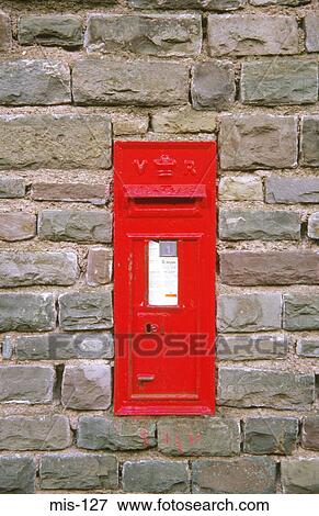 Red Postbox in Stone Wall UK View Large Photo Image Stock Photo - Red Postbox in Stone Wall UK. Fotosearch