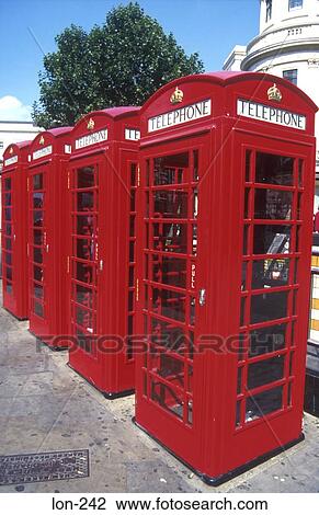 Stock Image - Red Telephone Boxes London UK. Fotosearch