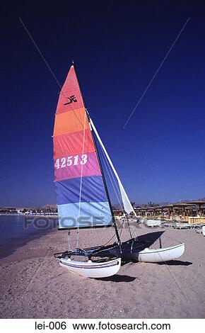 Stock Photograph - Sailing Yacht on a Beach Egypt. Fotosearch