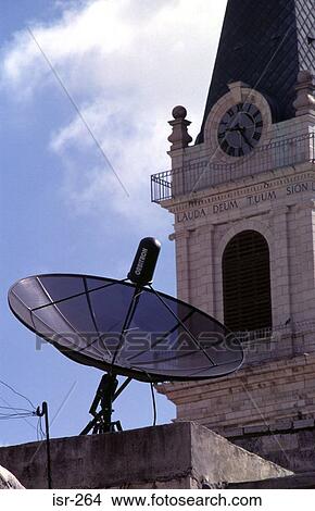 Satellite Dish on Church of Saint Francis Jerusalem View Large Photo Image Picture - Satellite Dish on Church of Saint Francis Jerusalem. Fotosearch