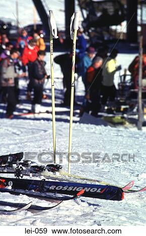 Skis and Poles in Snow View Large Photo Image Stock Photo - Skis and Poles in Snow. Fotosearch