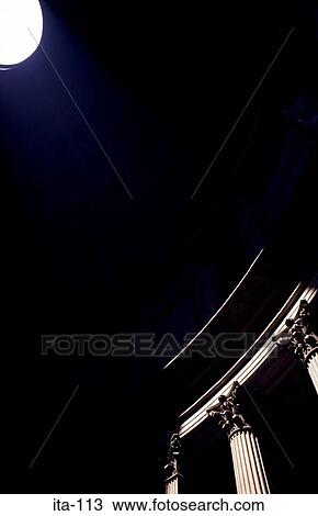 Stock Image - Skylight and Highlighted Columns Forum Rome Italy. Fotosearch