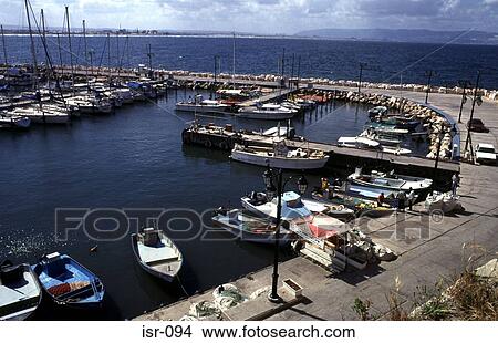 Picture - Small Boats in Akko Harbour Israel. Fotosearch
