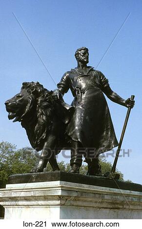Statue of Man & Lion Queen Victoria Memorial London View Large Photo Image Stock Image - Statue of Man & Lion Queen Victoria Memorial London. Fotosearch