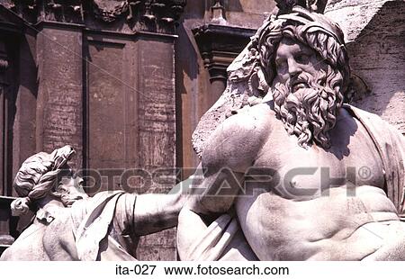 Stock Photo - Statue of Neptune Rome Italy Europe. Fotosearch