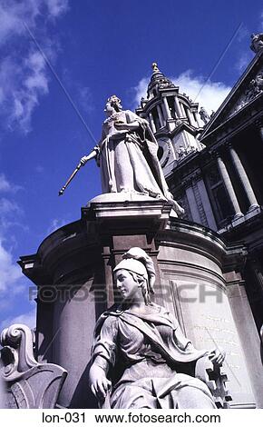 Stock Image - Statue of Queen Victoria St Paul's London UK. Fotosearch