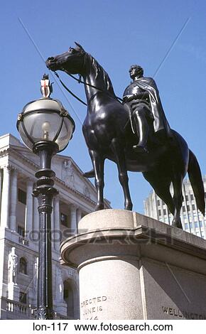 Stock Photo - Statue of Wellington outside Bank of England London. Fotosearch