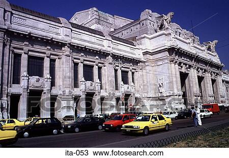 Stone Facade of Milan Railway Station View Large Photo Image Stock Image - Stone Facade of Milan Railway Station. Fotosearch