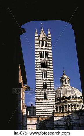 Striped Bell Tower and Church Dome Siena Italy View Large Photo Image Stock Photography - Striped Bell Tower and Church Dome Siena Italy. Fotosearch
