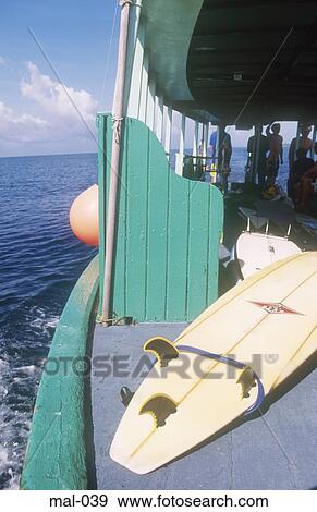 Surfboard on Boat Maldives View Large Photo Image Stock Photo - Surfboard on Boat Maldives. Fotosearch