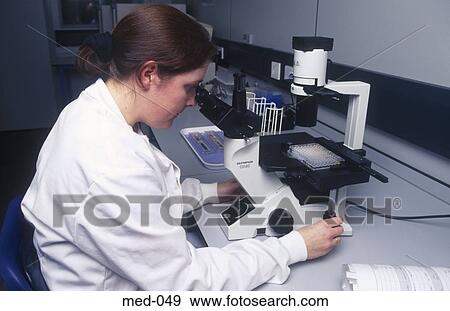 Technician Examining Test Vials Using Microscope UK View Large Photo Image Stock Photo - Technician Examining Test Vials Using Microscope UK. Fotosearch