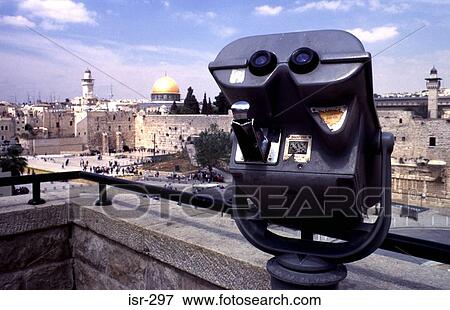 Telescope with Dome of the Rock Behind Jerusalem View Large Photo Image Stock Photo - Telescope with Dome of the Rock Behind Jerusalem. Fotosearch
