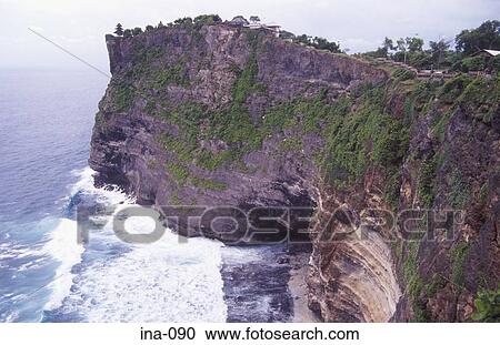 Stock Image - Temple on Cliffs Pura Luhur Uluwatu Bali. Fotosearch