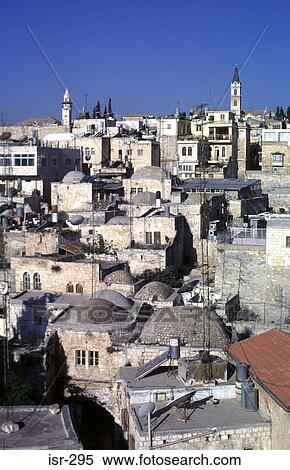 Terraced Stone Buildings in Muslim Quarter Jerusalem View Large Photo Image Stock Photography - Terraced Stone Buildings in Muslim Quarter Jerusalem. Fotosearch
