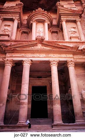 The Front of the Treasury Petra Jordan View Large Photo Image Stock Photo - The Front of the Treasury Petra Jordan. Fotosearch