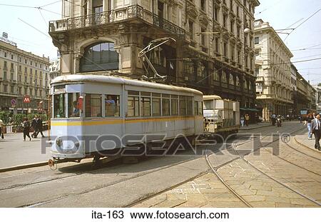Tram on Street Milan Italy View Large Photo Image Stock Image - Tram on Street Milan Italy. Fotosearch