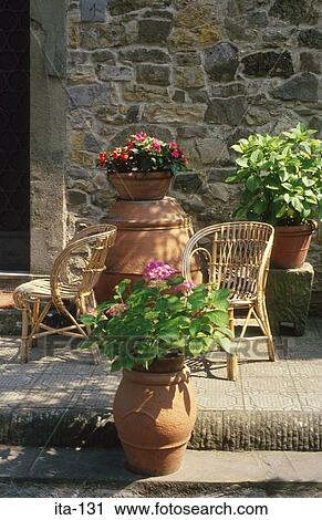Stock Image - Tuscan Cottage Patio Italy. Fotosearch