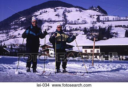 Two Men Cross Country Skiing Austria View Large Photo Image Picture - Two Men Cross Country Skiing Austria. Fotosearch