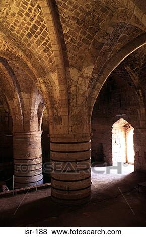 Stock Photo - Vaulted Room in Crusader Castle Akko Israel. Fotosearch