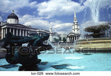 View across Fountains in Trafalgar Square London UK View Large Photo Image Stock Photograph - View across Fountains in Trafalgar Square London UK. Fotosearch