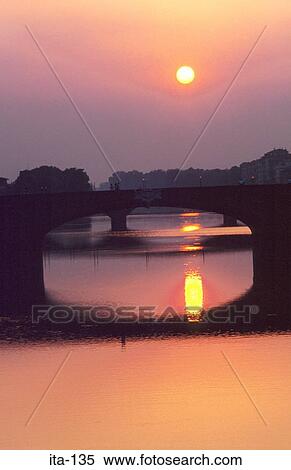 View of River Arno at Sunset Italy View Large Photo Image Stock Photography - View of River Arno at Sunset Italy. Fotosearch