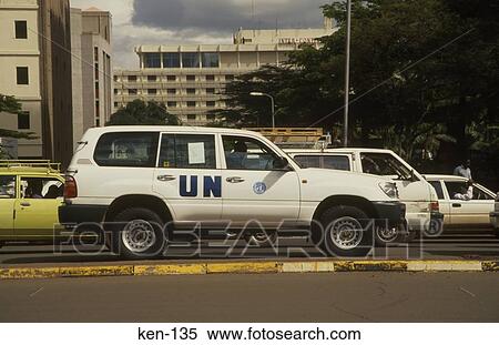 Stock Photography - White Four Wheel Drive Vehicle Kenya. Fotosearch