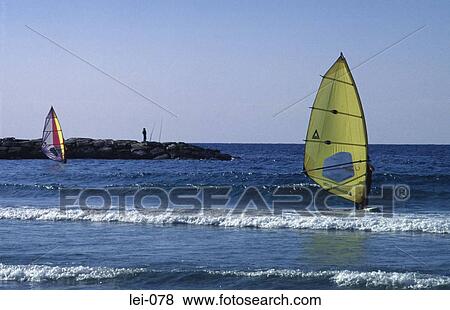Windsurfers View Large Photo Image Stock Photo - Windsurfers. Fotosearch