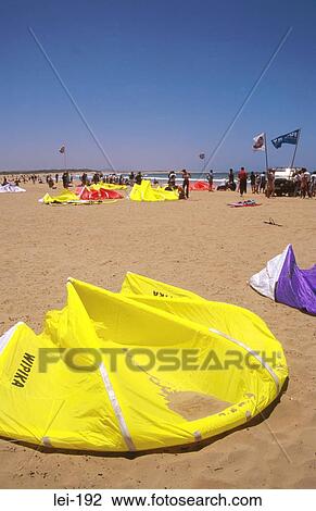 Windsurfing Sails on Beach View Large Photo Image Stock Image - Windsurfing Sails on Beach. Fotosearch