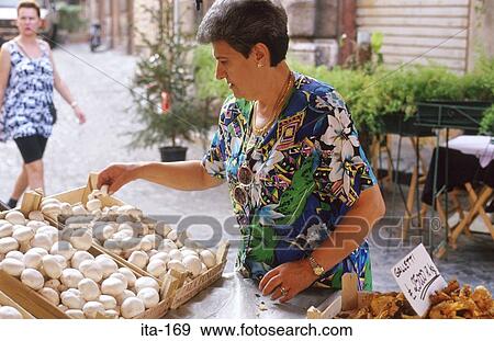 Woman at Mushroom Stall Rome Italy View Large Photo Image Stock Photo - Woman at Mushroom Stall Rome Italy. Fotosearch