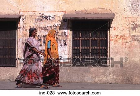 Women Walking by Wall Jaipur India Asia View Large Photo Image Stock Photo - Women Walking by Wall Jaipur India Asia. Fotosearch