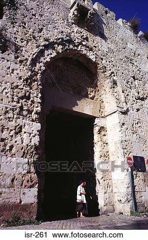 Stock Image - Zion Gate Pitted by Gunfire Jerusalem Israel. Fotosearch