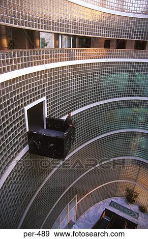 Stock Photo - Abstract Vie of the Interior of the Banco de Credito Lima Peru. Fotosearch