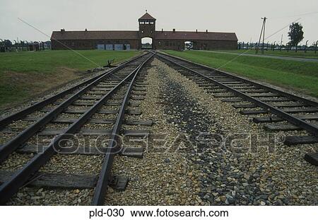 Stock Image - Approach to Auschwitz-Birkenau Poland. Fotosearch