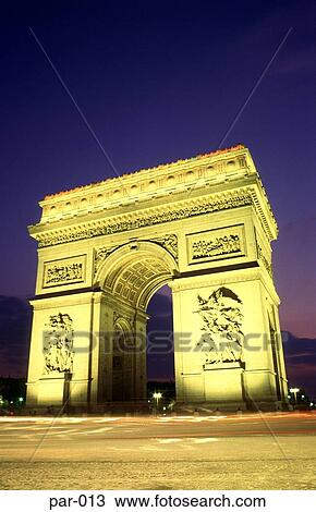 Arc de Triomphe at Night Paris France View Large Photo Image Stock Image - Arc de Triomphe at Night Paris France. Fotosearch