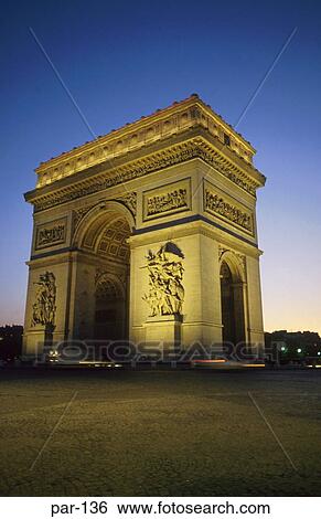 Arc de Triomphe at Night Paris France View Large Photo Image Stock Photograph - Arc de Triomphe at Night Paris France. Fotosearch