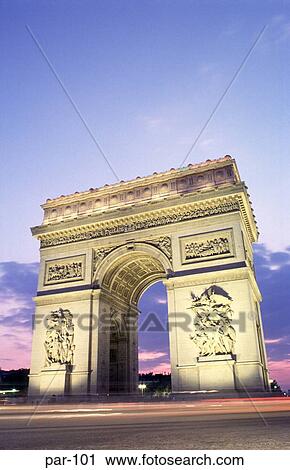 Arc de Triomphe at Twilight Paris France View Large Photo Image Stock Image - Arc de Triomphe at Twilight Paris France. Fotosearch