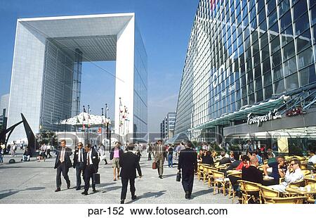 Arche de la Defense and Pavement Cafe Paris France View Large Photo Image Stock Image - Arche de la Defense and Pavement Cafe Paris France. Fotosearch