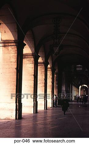 Arched Colonnade Lisbon Portugal Europe View Large Photo Image Stock Photograph - Arched Colonnade Lisbon Portugal Europe. Fotosearch