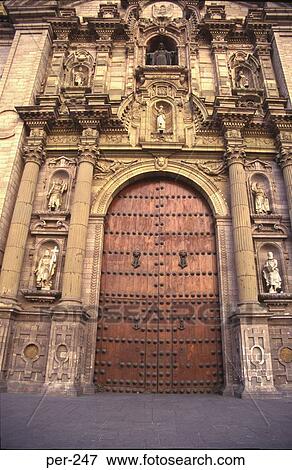 Stock Photo - Arched Door La Catedral Lima Peru. Fotosearch