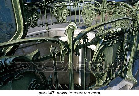 Art Nouveau Ironwork at Metro Station Paris France View Large Photo Image Stock Photo - Art Nouveau Ironwork at Metro Station Paris France. Fotosearch