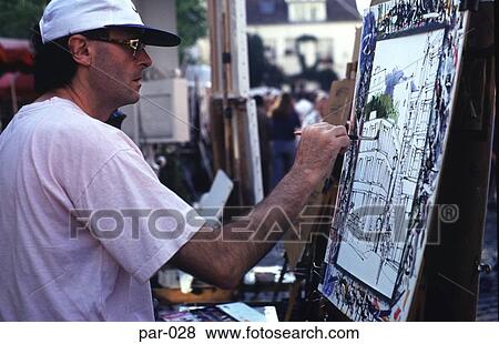 Artist Painting Montmatre Paris France View Large Photo Image Stock Photo - Artist Painting Montmatre Paris France. Fotosearch